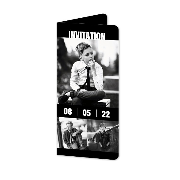 Faire-part 2 volets Pano portrait coins arrondis 9,3 x 19,6 cm