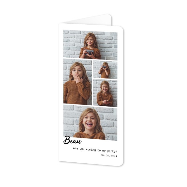 Faire-part 2 volets Pano portrait coins arrondis 9,3 x 19,6 cm