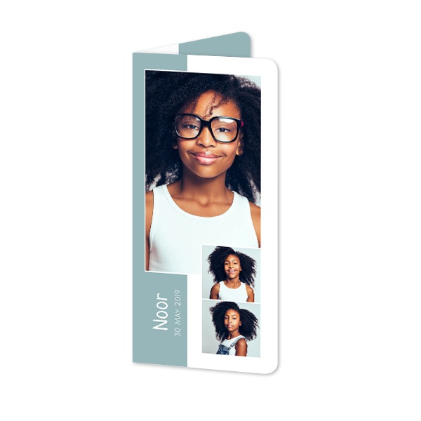 Gevouwen wenskaart pano staand met ronde hoeken 9,3 x 19,6 cm