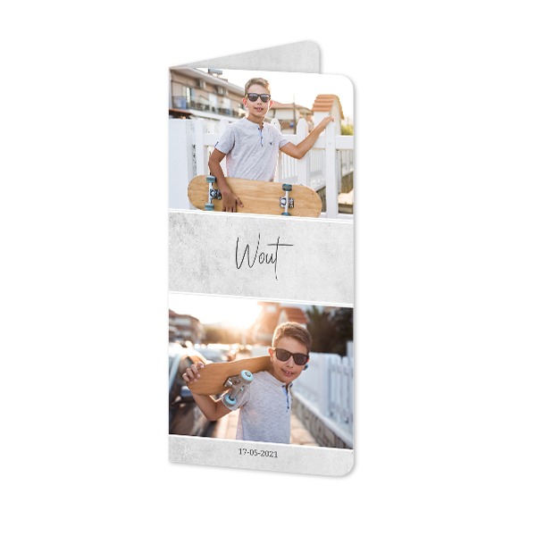 Foldede Fotokort Pano portræt runde hjørner 9,3 x 19,6 cm