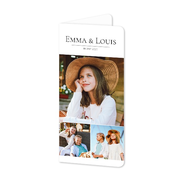 Faire-part 2 volets Pano portrait coins arrondis 9,3 x 19,6 cm