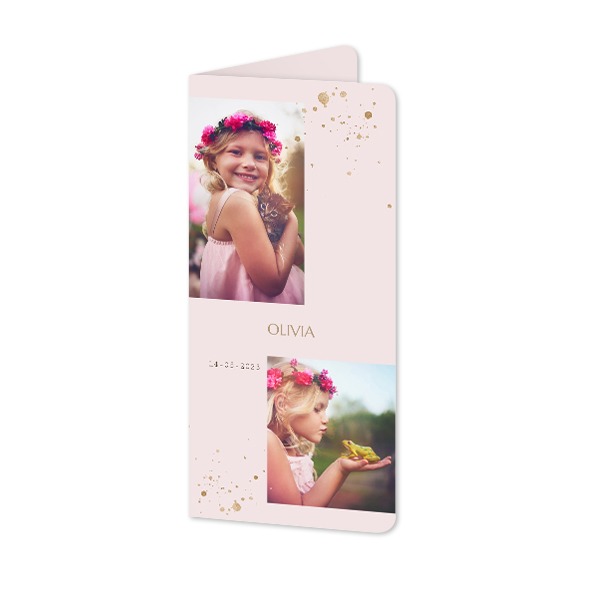 Gevouwen wenskaart pano staand met ronde hoeken 9,3 x 19,6 cm