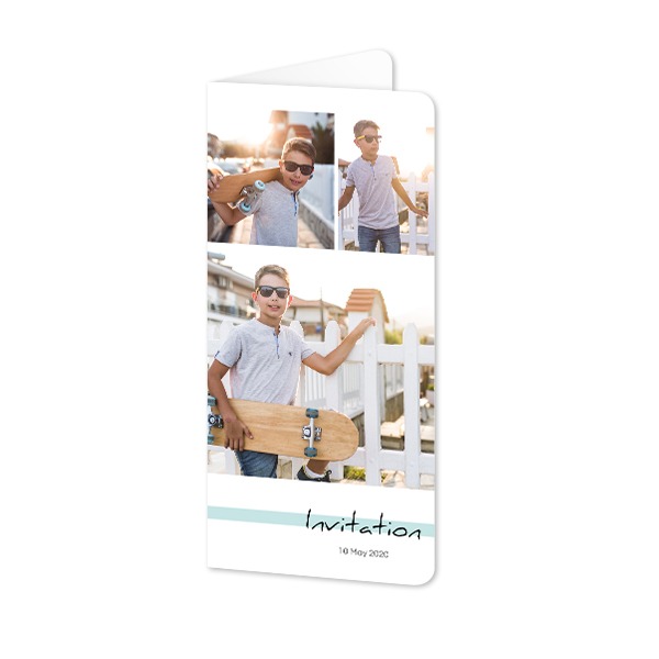 Faire-part 2 volets Pano portrait coins arrondis 9,3 x 19,6 cm