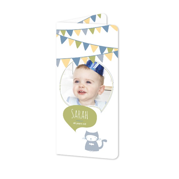 Gevouwen wenskaart pano staand met ronde hoeken 9,3 x 19,6 cm