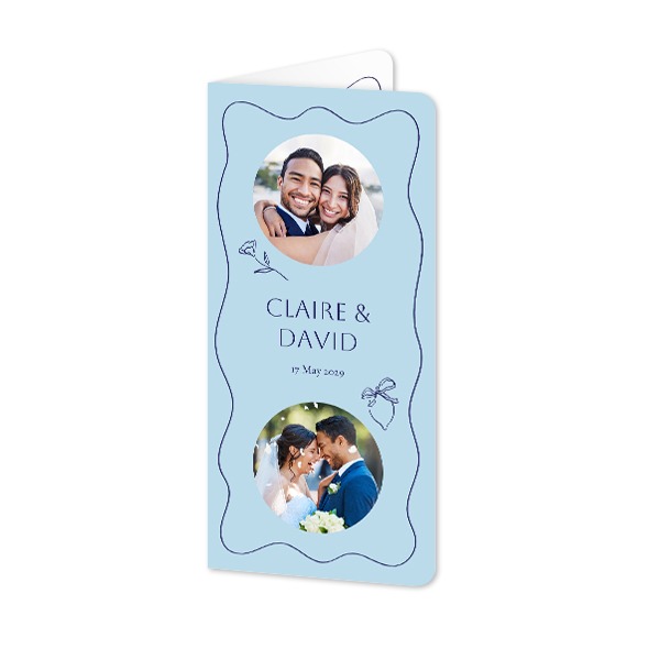 Faire-part 2 volets Pano portrait coins arrondis 9,3 x 19,6 cm