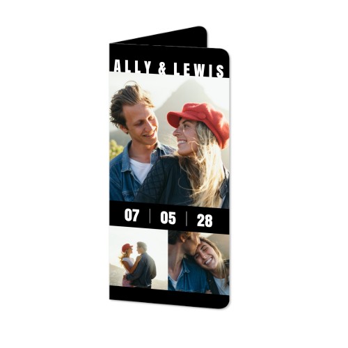 Gevouwen wenskaart pano staand met ronde hoeken 9,3 x 19,6 cm