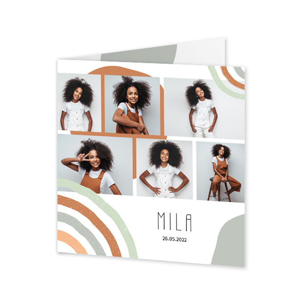 Faire-part 2 volets Carré 14,3 x 14,3 cm