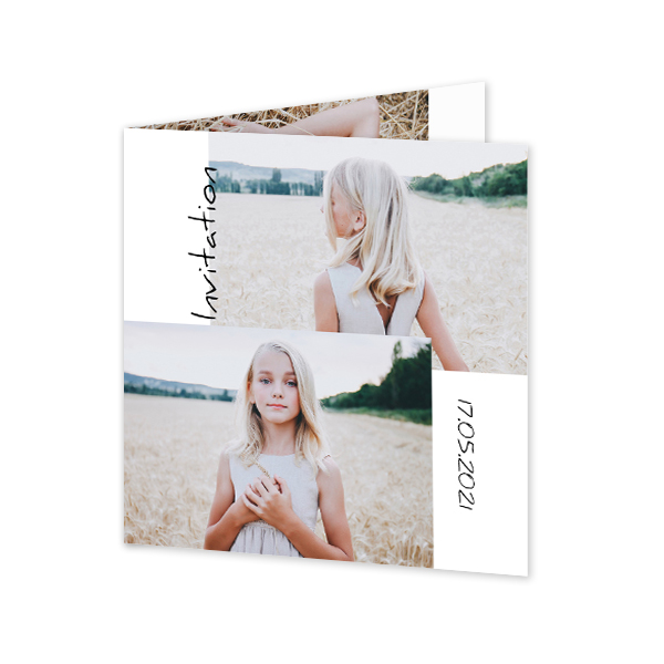 Faire-part 2 volets Carré 14,3 x 14,3 cm