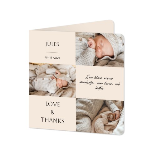 Faire-part 2 volets Carré coins arrondis 14,3 x 14,3 cm