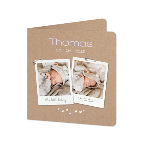 Faire-part 2 volets Carré coins arrondis 14,3 x 14,3 cm