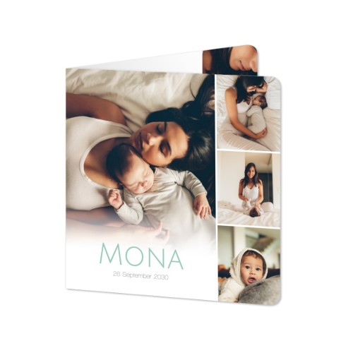 Faire-part 2 volets Carré coins arrondis 14,3 x 14,3 cm