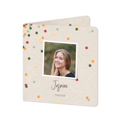 Faire-part 2 volets Carré coins arrondis 14,3 x 14,3 cm