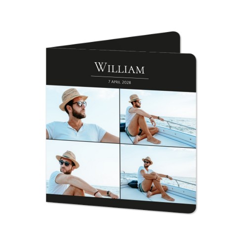 Faire-part 2 volets Carré coins arrondis 14,3 x 14,3 cm