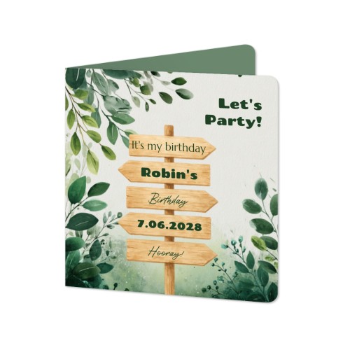 Faire-part 2 volets Carré coins arrondis 14,3 x 14,3 cm