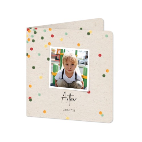 Faire-part 2 volets Carré coins arrondis 14,3 x 14,3 cm