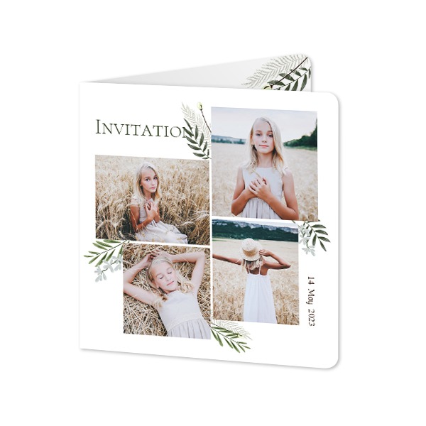 Faire-part 2 volets Carré coins arrondis 14,3 x 14,3 cm