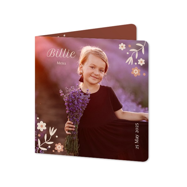Faire-part 2 volets Carré coins arrondis 14,3 x 14,3 cm