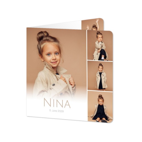 Gevouwen wenskaart vierkant met ronde hoeken 14,3 x 14,3 cm