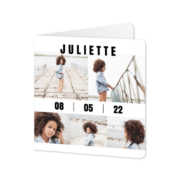 Faire-part 2 volets Carré coins arrondis 14,3 x 14,3 cm