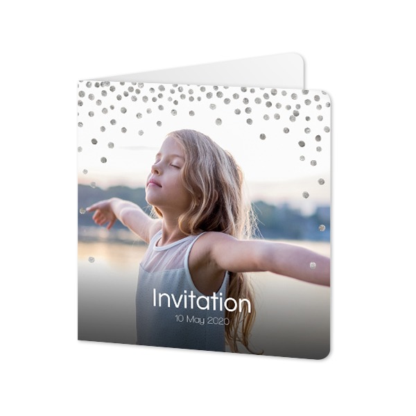 Faire-part 2 volets Carré coins arrondis 14,3 x 14,3 cm