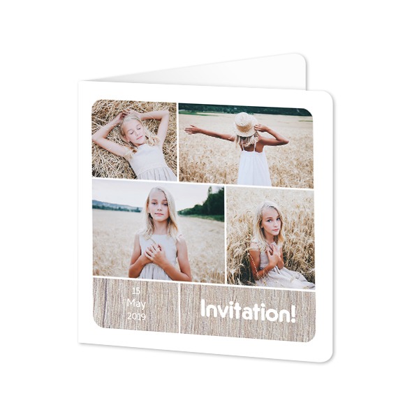 Foldede Fotokort kvadratisk runde hjørner 14,3 x 14,3 cm