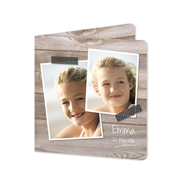 Faire-part 2 volets Carré coins arrondis 14,3 x 14,3 cm