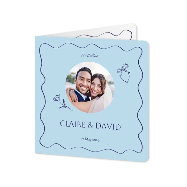 Faire-part 2 volets Carré coins arrondis 14,3 x 14,3 cm