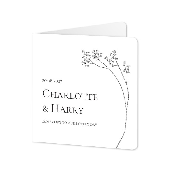 Gevouwen wenskaart vierkant met ronde hoeken 14,3 x 14,3 cm