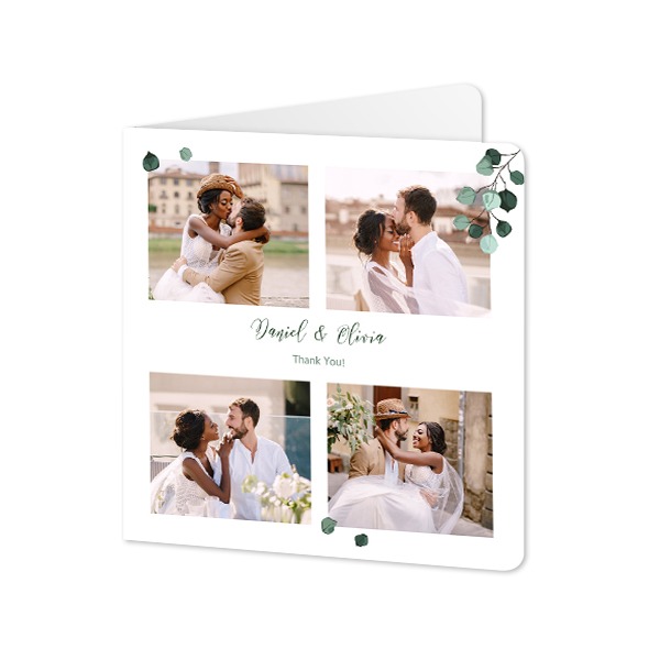 Faire-part 2 volets Carré coins arrondis 14,3 x 14,3 cm