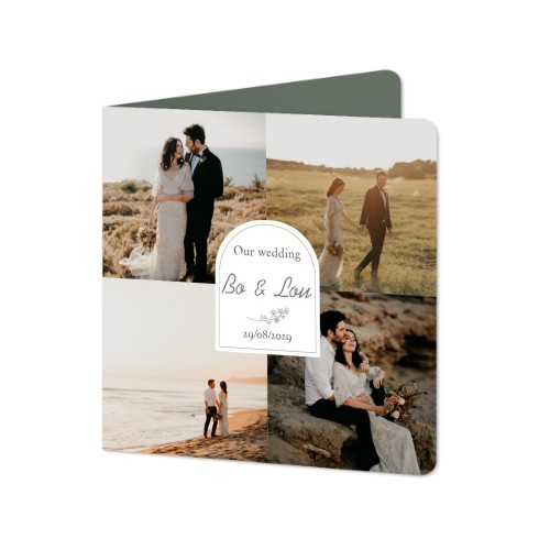 Faire-part 2 volets Carré coins arrondis 14,3 x 14,3 cm