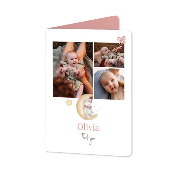 Faire-part 2 volets Portrait coins arrondis 10 x 14,3 cm