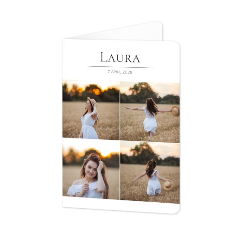 Faire-part 2 volets Portrait coins arrondis 10 x 14,3 cm