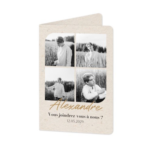 Faire-part 2 volets Portrait coins arrondis 10 x 14,3 cm