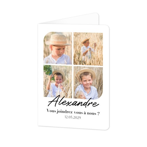 Faire-part 2 volets Portrait coins arrondis 10 x 14,3 cm