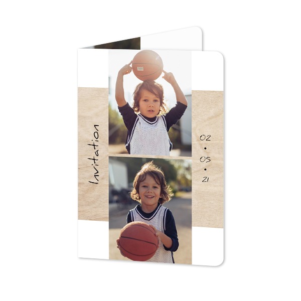 Faire-part 2 volets Portrait coins arrondis 10 x 14,3 cm