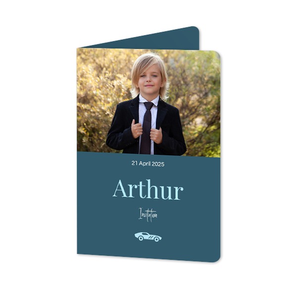 Faire-part 2 volets Portrait coins arrondis 10 x 14,3 cm