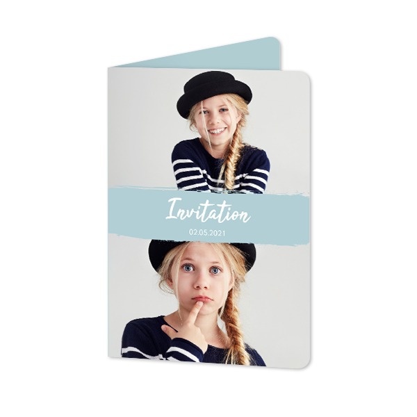 Faire-part 2 volets Portrait coins arrondis 10 x 14,3 cm