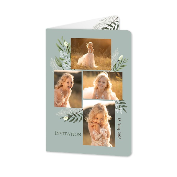 Faire-part 2 volets Portrait coins arrondis 10 x 14,3 cm