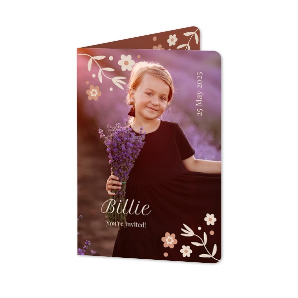 Faire-part 2 volets Portrait coins arrondis 10 x 14,3 cm