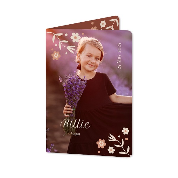 Faire-part 2 volets Portrait coins arrondis 10 x 14,3 cm