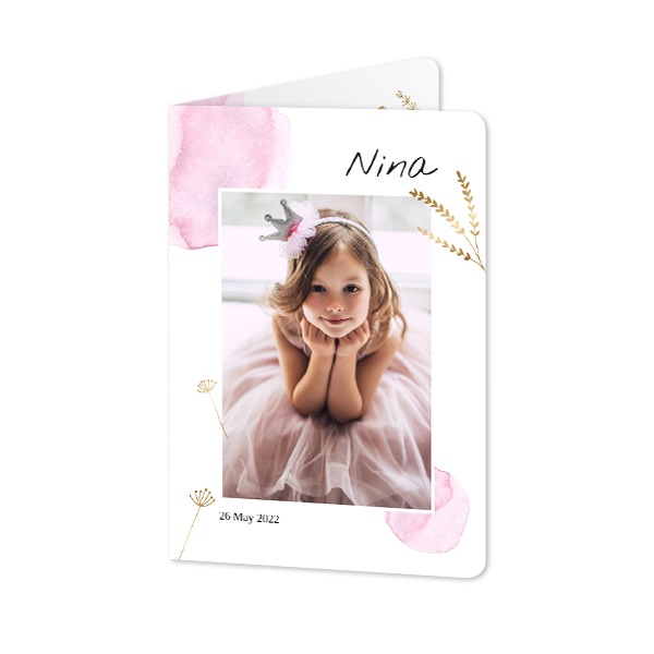 Faire-part 2 volets Portrait coins arrondis 10 x 14,3 cm