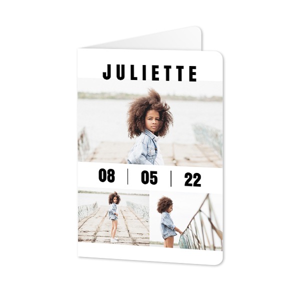 Faire-part 2 volets Portrait coins arrondis 10 x 14,3 cm