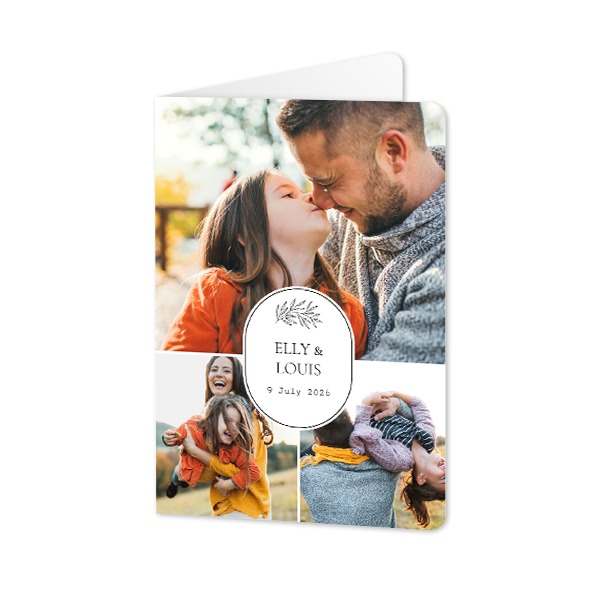 Faire-part 2 volets Portrait coins arrondis 10 x 14,3 cm