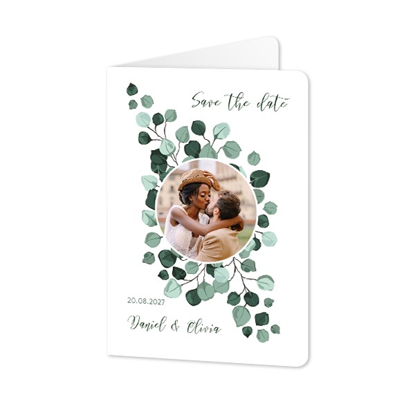 Faire-part 2 volets Portrait coins arrondis 10 x 14,3 cm