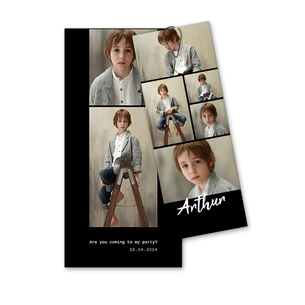 Two-piece card Black - set of 12 (19,6 x 9,3 cm) 