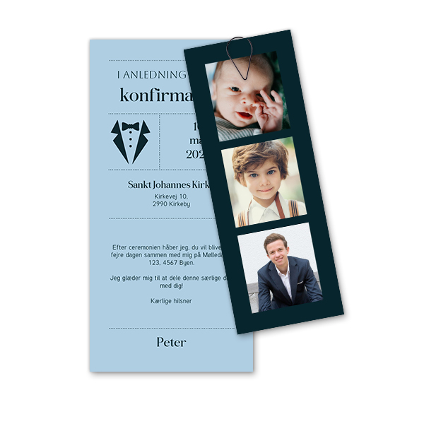 Kort i flere dele sort - 12 stk 9,3 x 19,6 cm