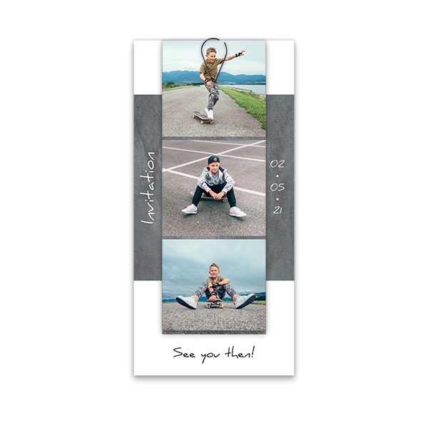 Mehrteilige Grusskarte Schwarz - 12 Stk. 9,3 x 19,6 cm