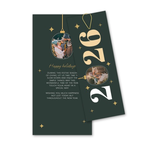 Mehrteilige Grusskarte Gold - 12 Stk. 9,3 x 19,6 cm