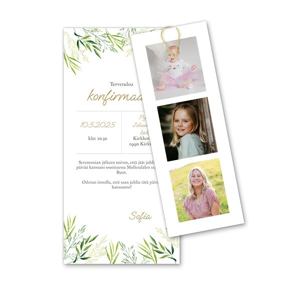 Kaksiosainen kortti kultainen  - 12 kpl 9,3 x 19,6 cm