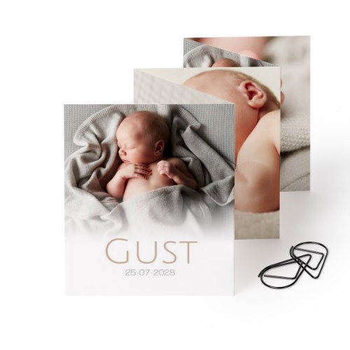 Fold out photo card Portrait Black paperclip - set of 12 (7,1 x 8,8 cm)